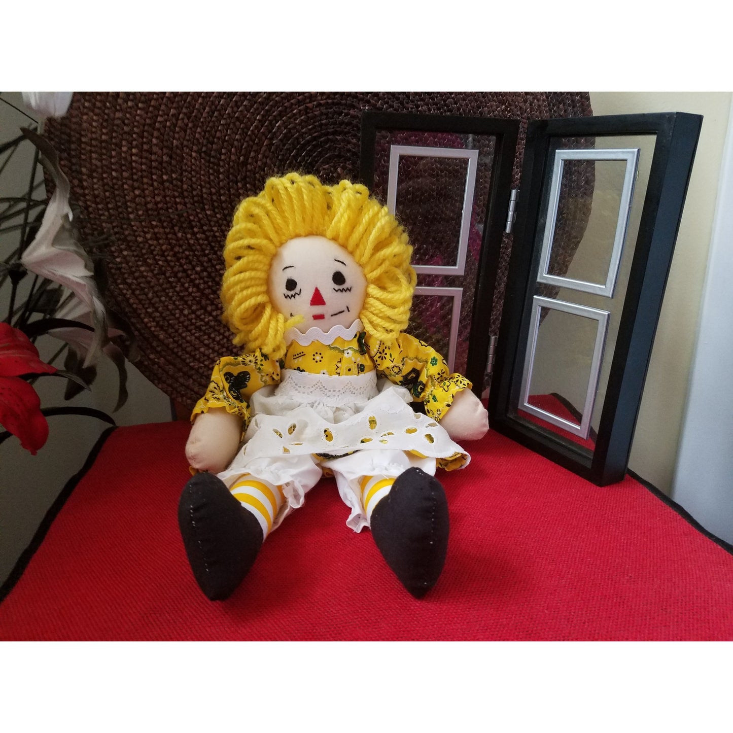 Raggedy Ann 10 Inch Handmade Doll Sporting A John Deere Outfit