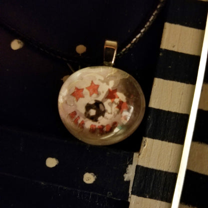 All Star Soccer Handmade Good Flat Back Glass Marble Necklace 💋