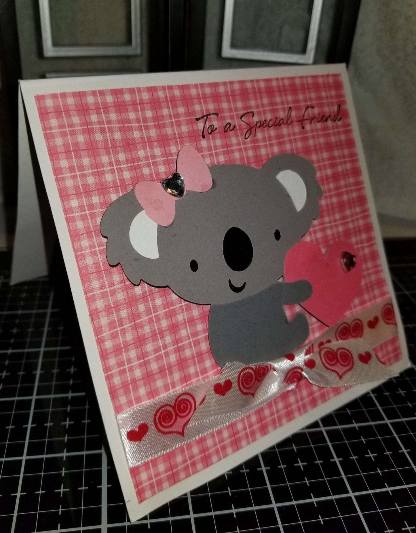 Bear Holding Heart Handmade Good Greeting Supply Card CLEARANCE