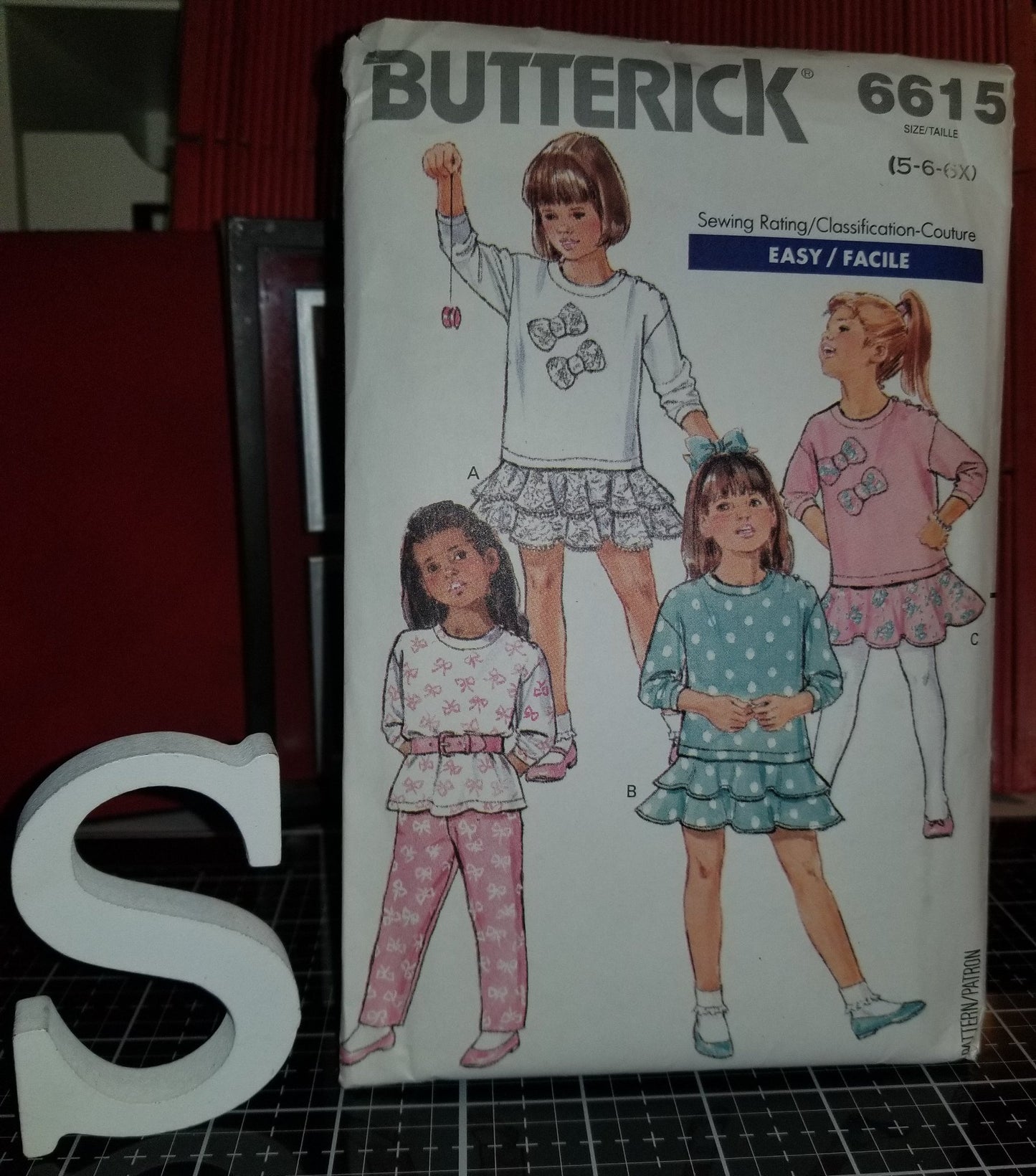 Butterick 6615 Pattern Vintage Childrens Top, Skirt And Pants