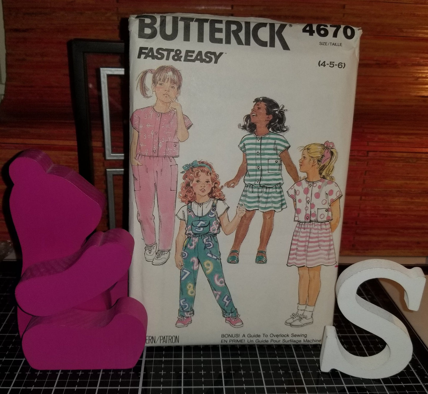 Butterick Fast&Easy 4670 Pattern Vintage Toddler Children Jumpsuit Dress Top Skirt Pants