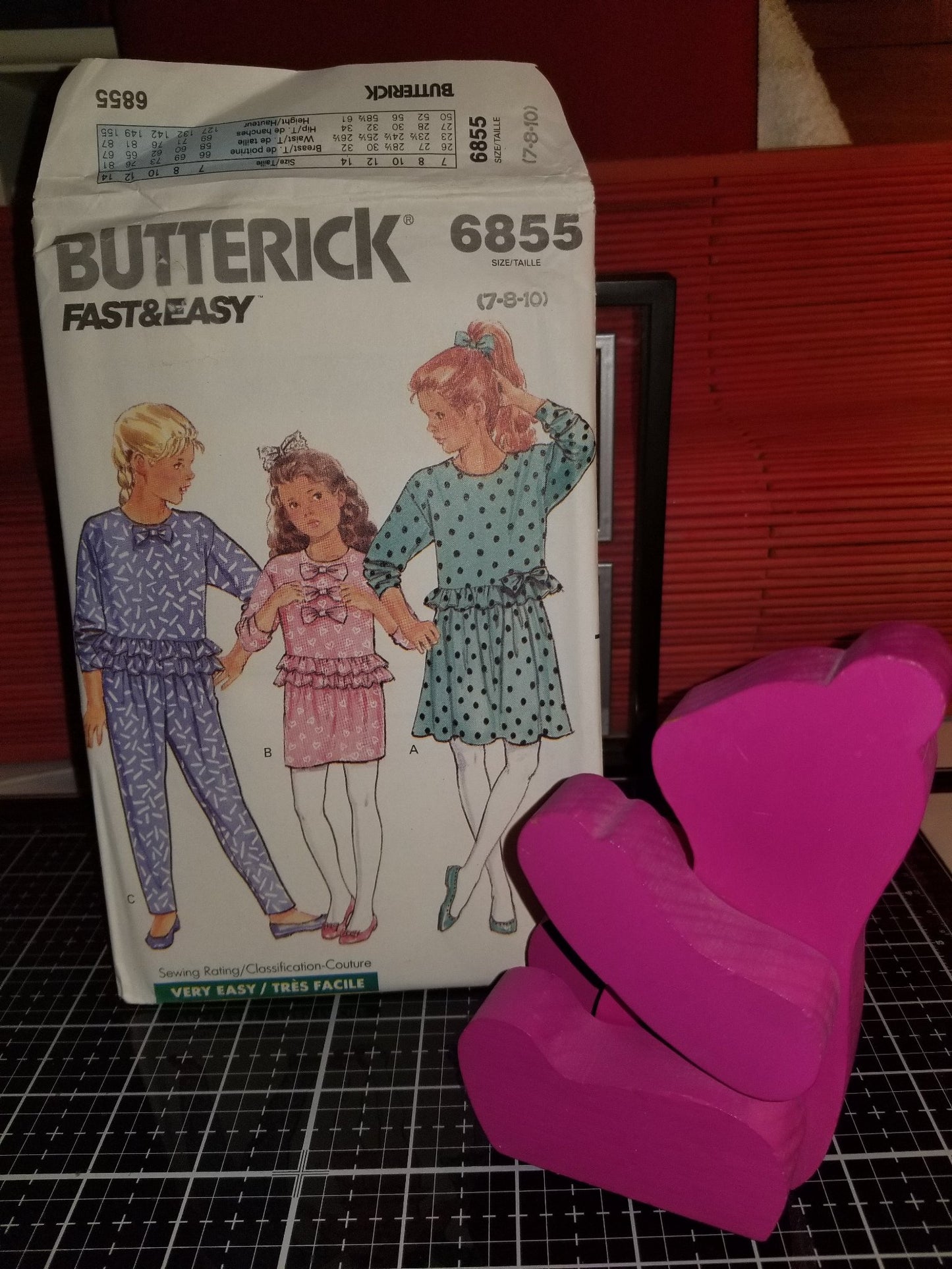 Butterick Fast&Easy 6855 Pattern Vintage Girls Top, Skirt And Pants