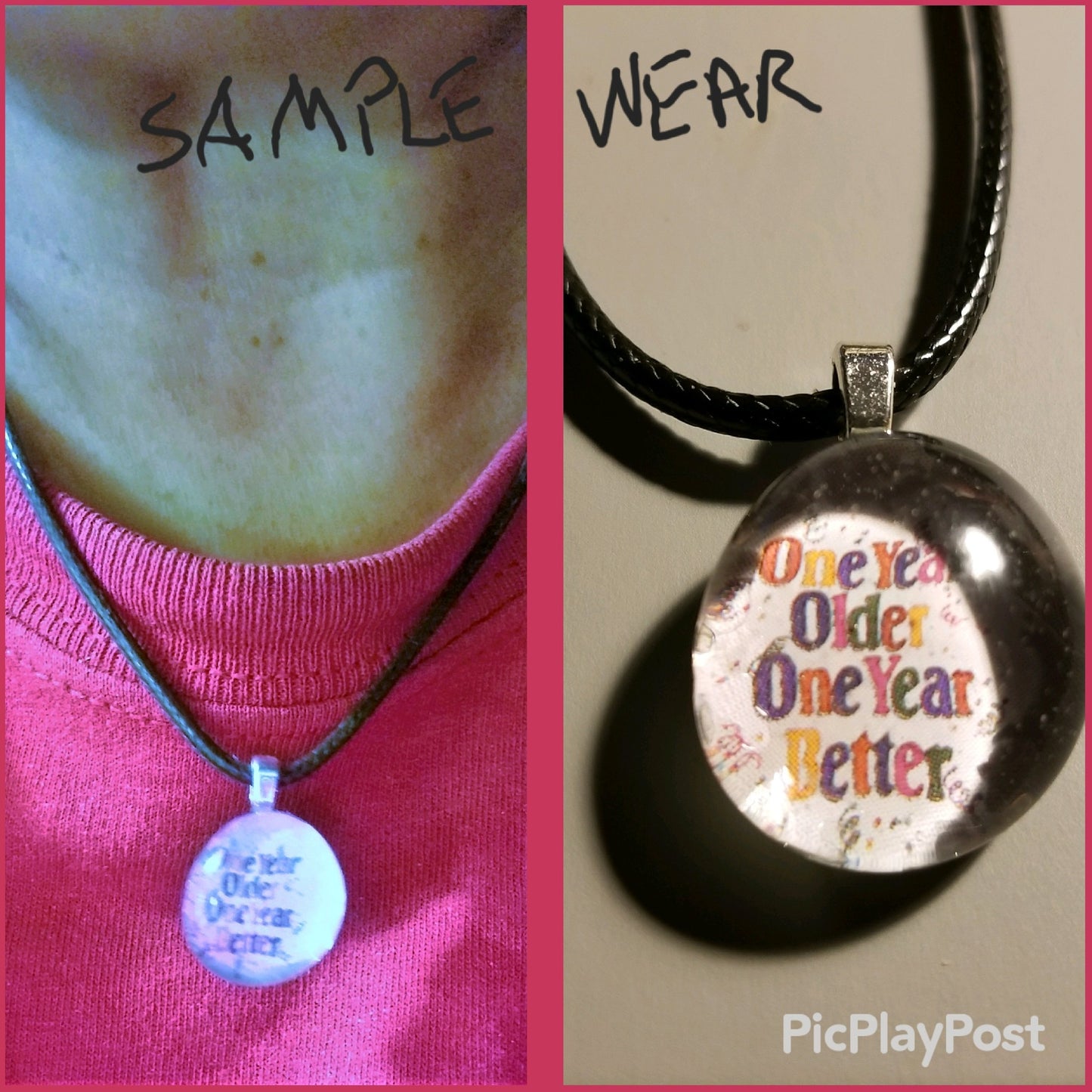 Modge Podge Of Colors And Glitter - Handmade Good Flat Back Glass Marble Necklace 💋