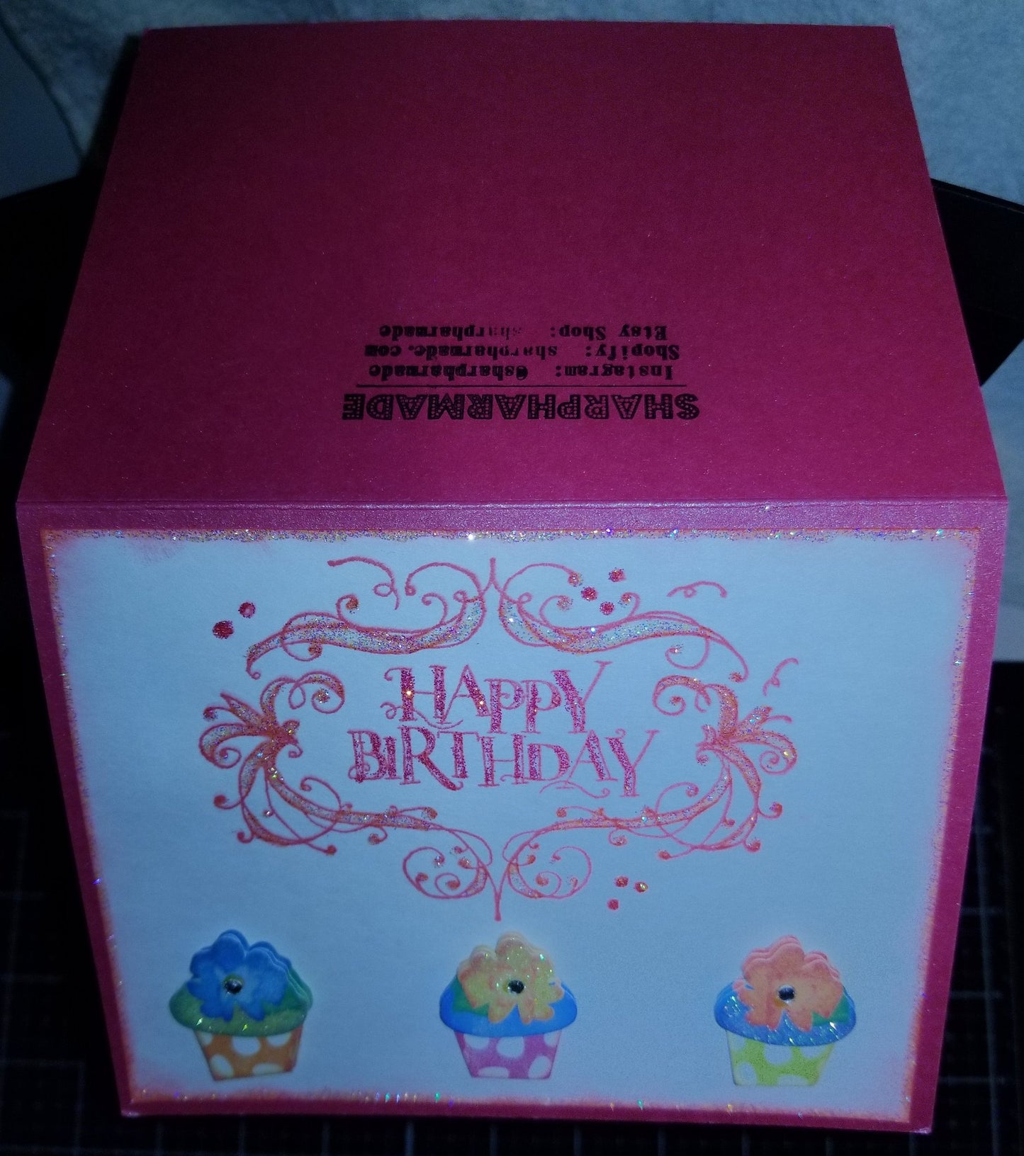 Happy Birthday Cupcake Handmade Good Greeting Supply Card CLEARANCE