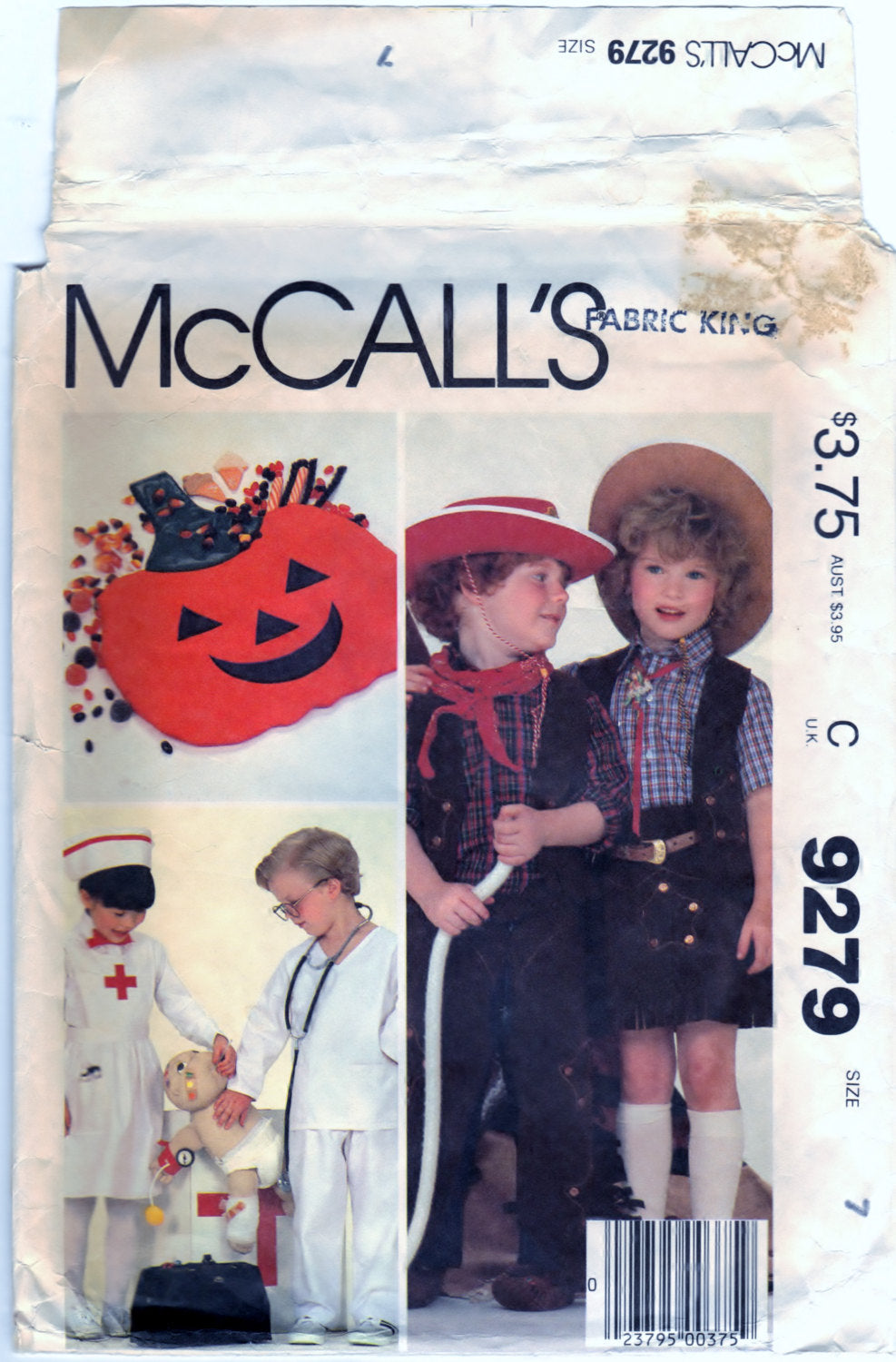 McCalls 9279 Pattern Vintage Childrens, Boys And Girls Costumes And Bag