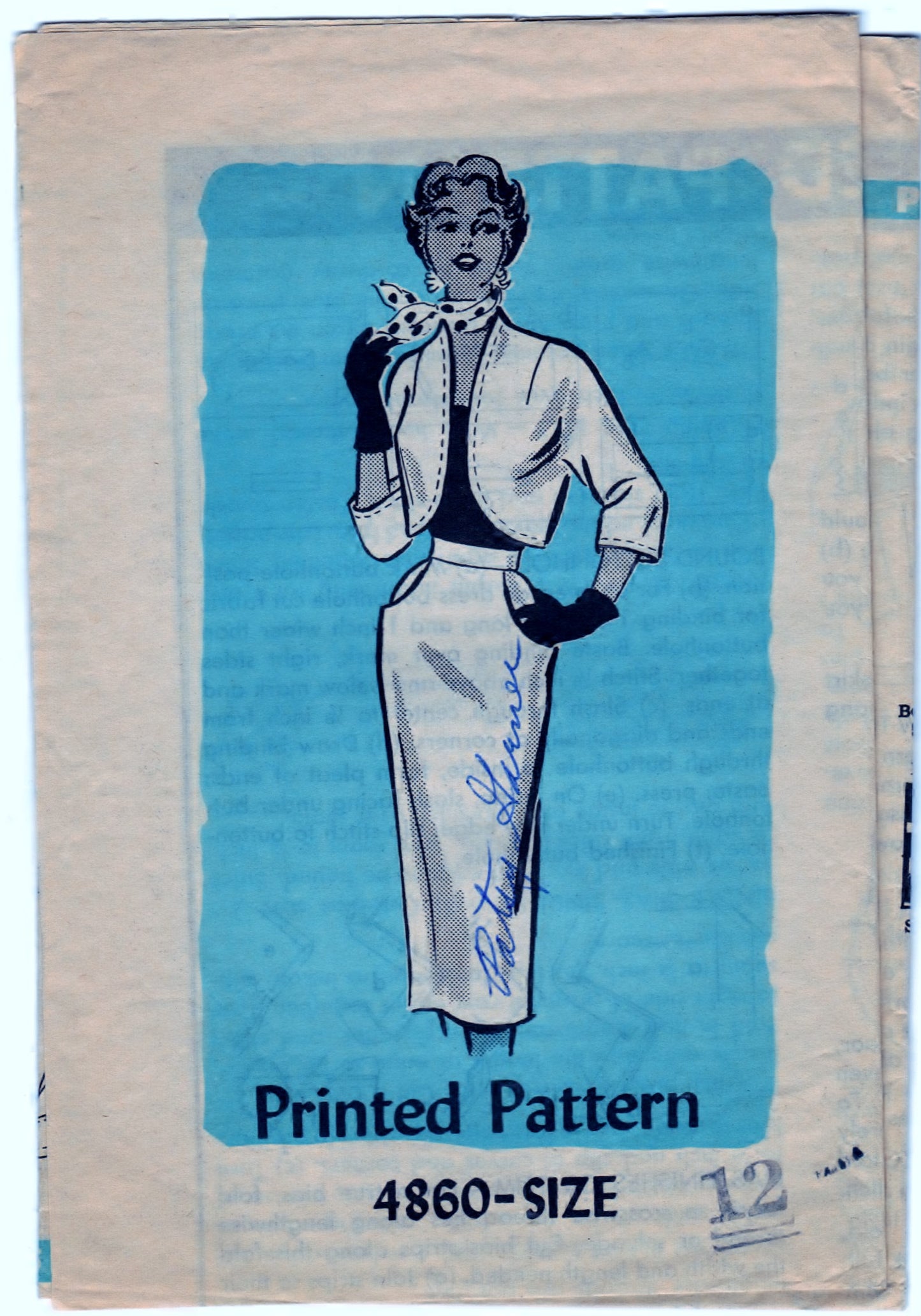 Anne Adams 4860 Mail Order Pattern Vintage Bolero and Skirt