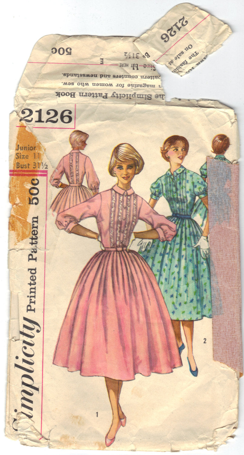 Simplicity 2126 Pattern Vintage Misses And Misses One Piece Dress