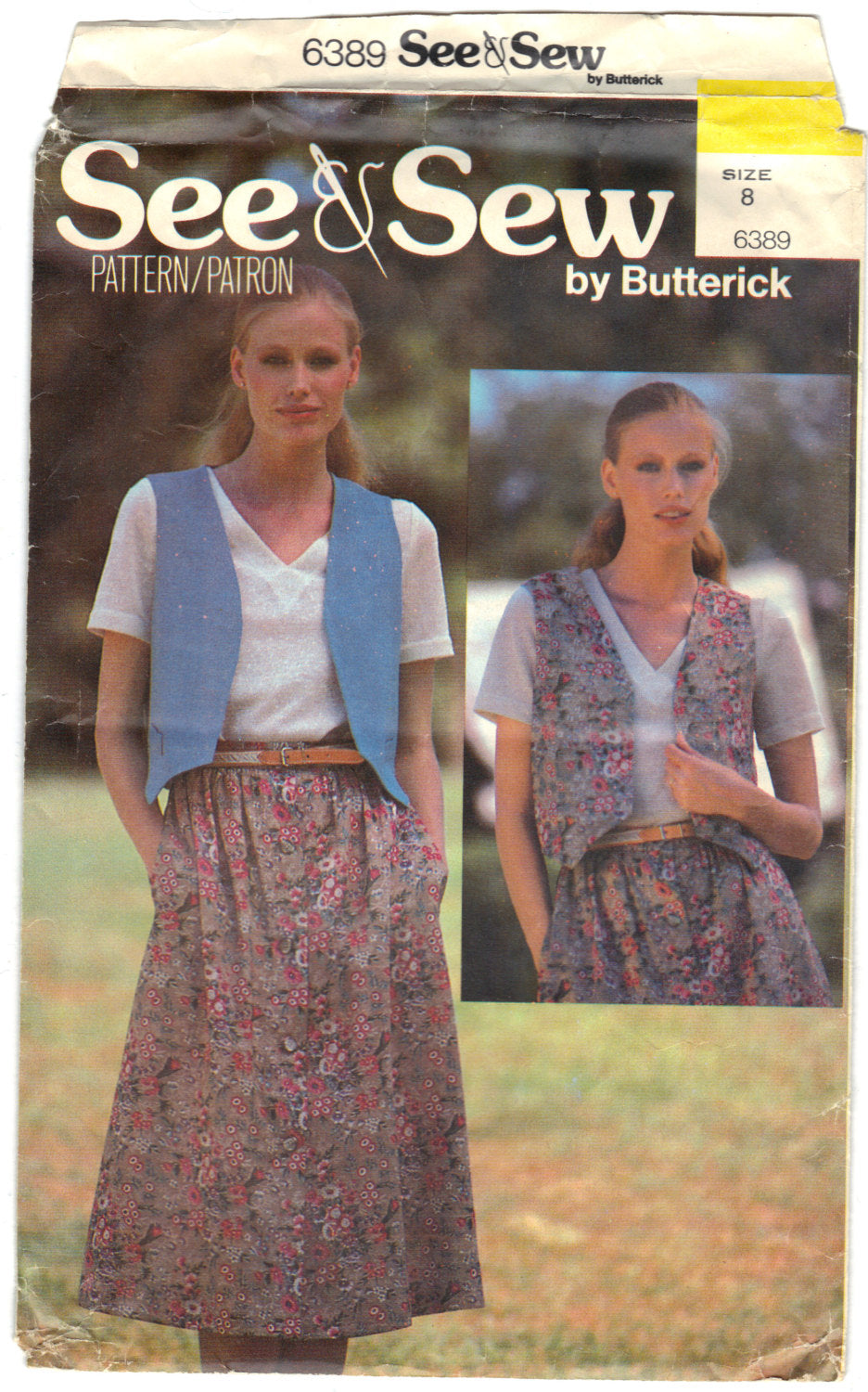 Butterick See & Sew 6389 Pattern Vintage Misses Reversible Vest and Skirt