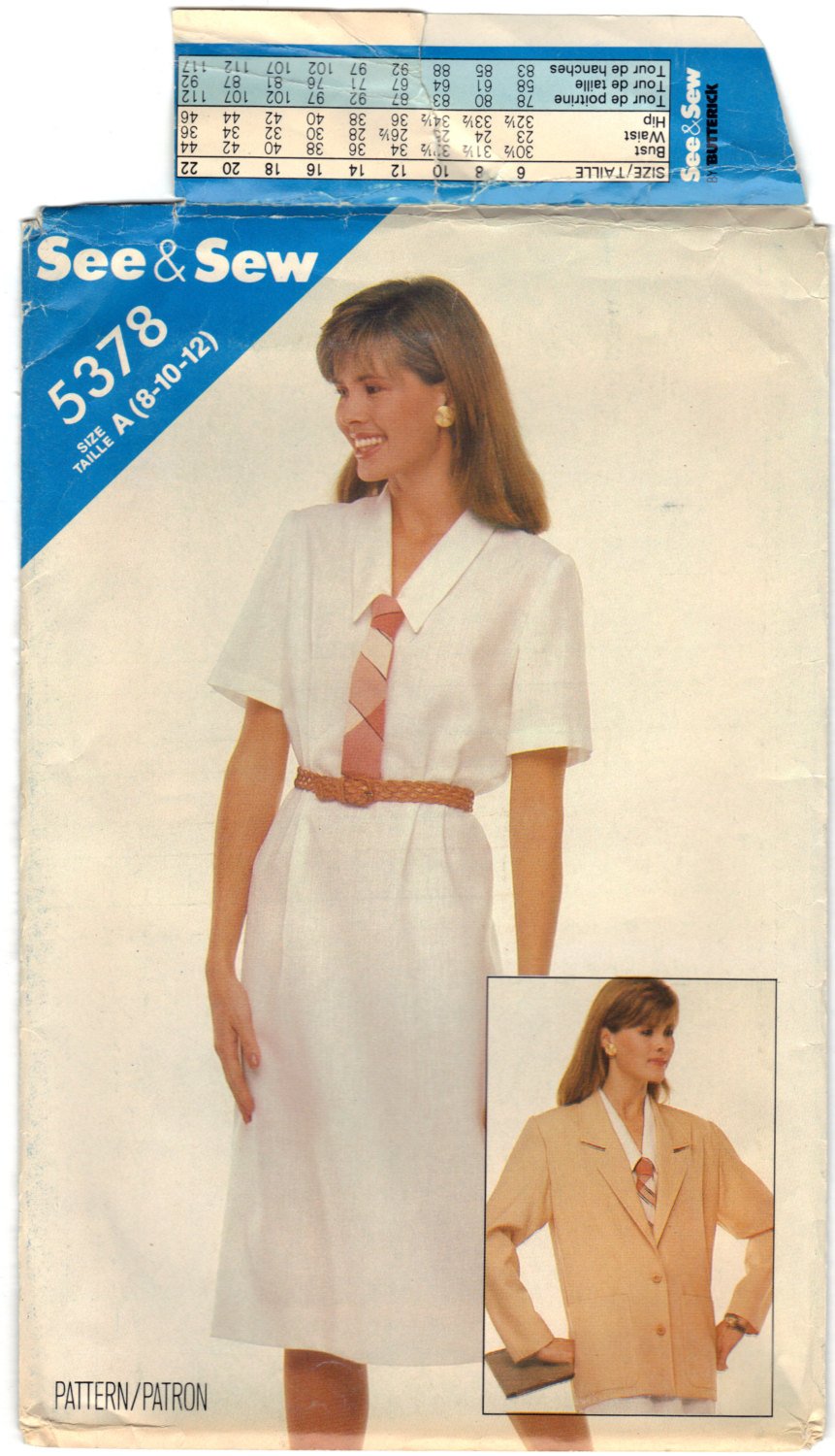 Butterick See And Sew 5378 Pattern Vintage Misses Jacket and Dress