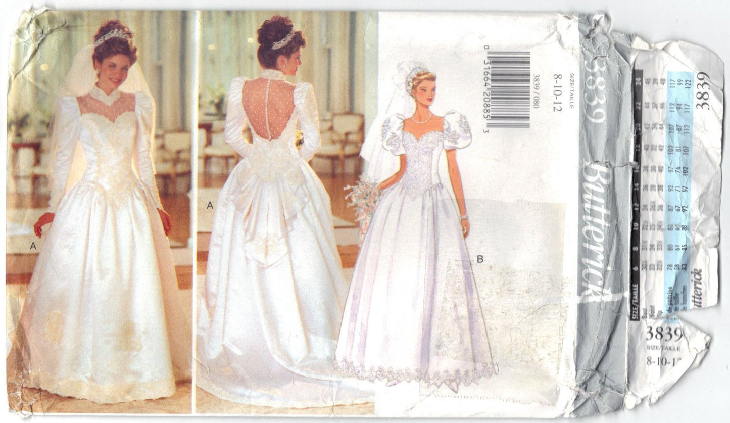 Butterick 3839 Pattern Vintage Misses Wedding Dress
