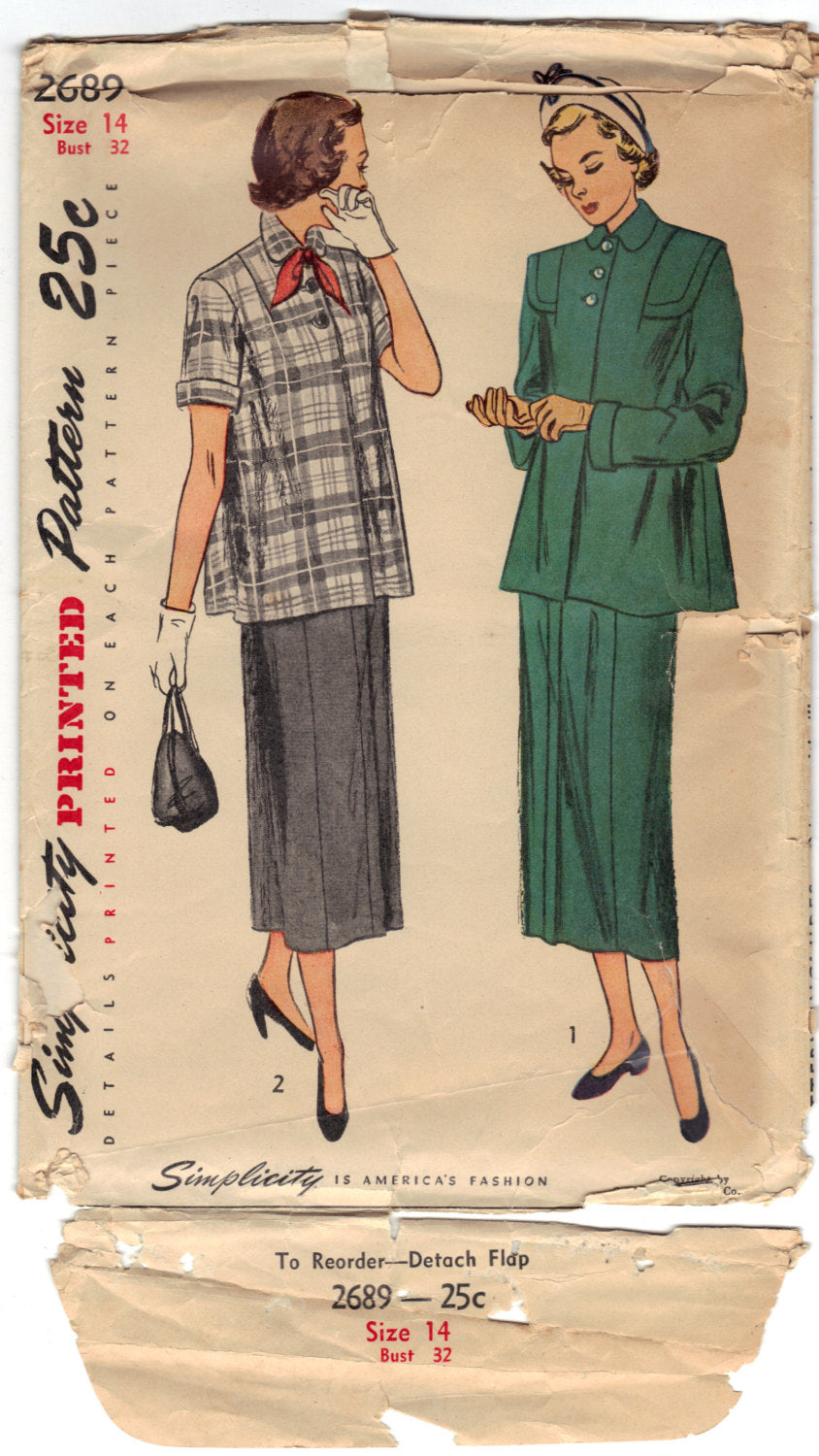 Simplicity 2689 Pattern Vintage Two Piece Maternity Suit