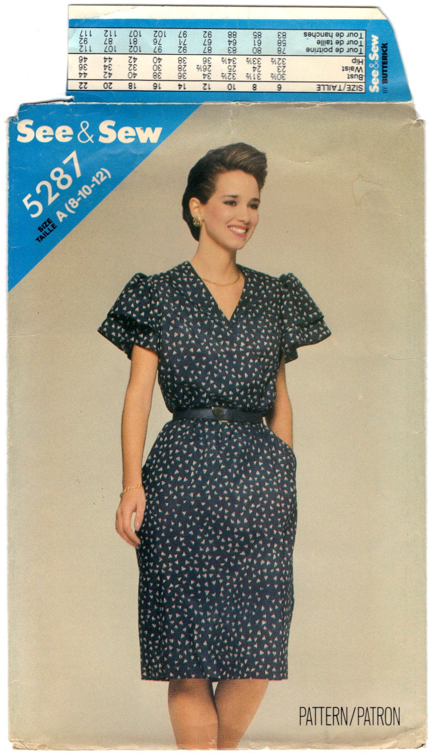 Butterick See and Sew 5287 Pattern Vintage Misses Dress