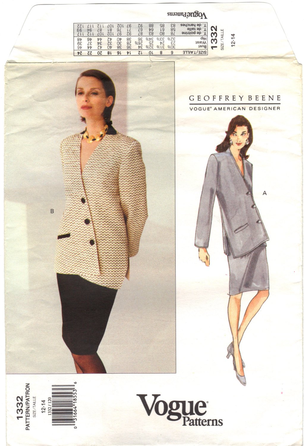 Vogue 1332 Pattern Vintage Misses Jacket and Skirt