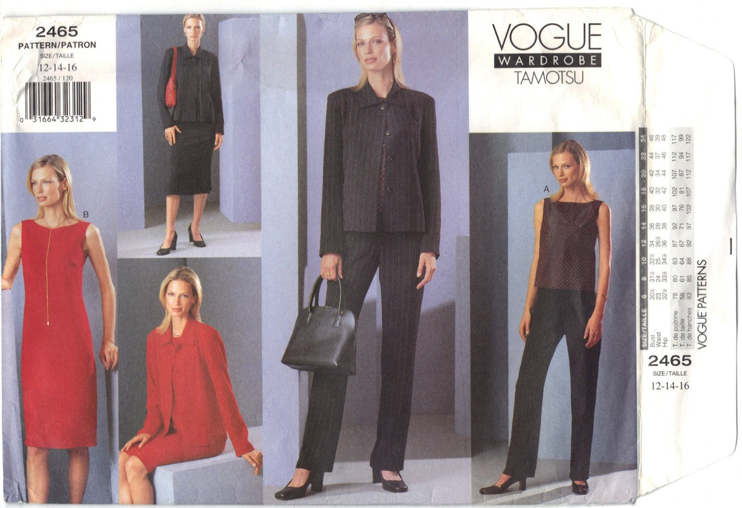 Vogue 2465 Pattern Non-Vin Misses Petite Jacket, Dress, Top, Skirt & Pants