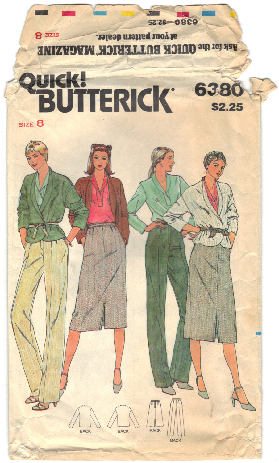 Butterick 6380 Pattern Vintage Misses Jacket, Top, Skirt & Pants