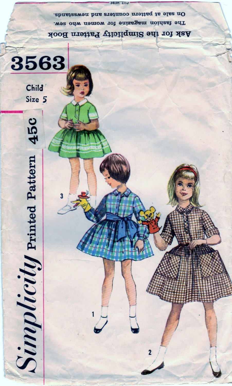 Simplicity 3563 Pattern Vintage Child One Piece Dress and Tie Belt
