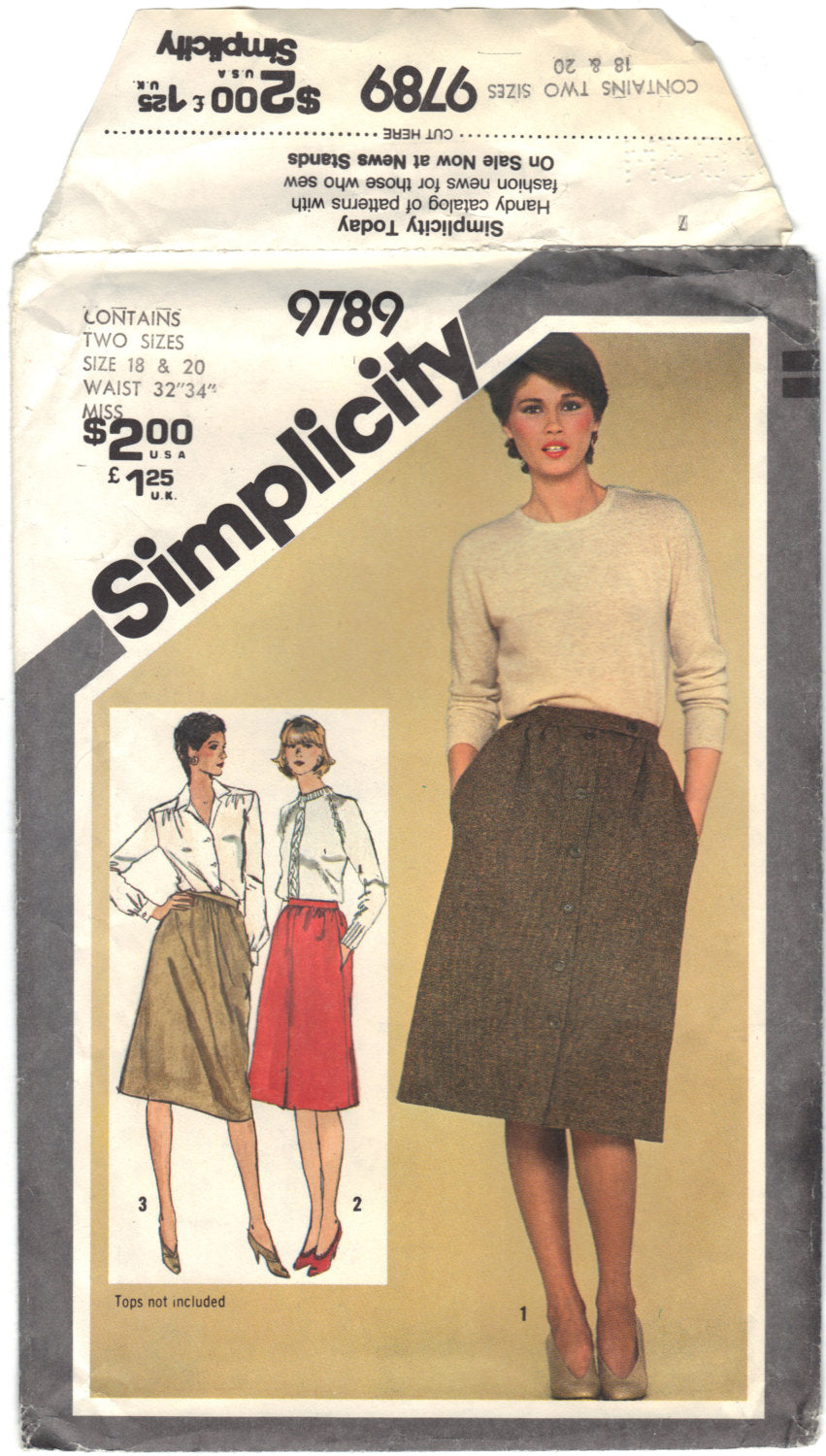 Simplicity 9789 Pattern Vintage Slim Fitting Skirts