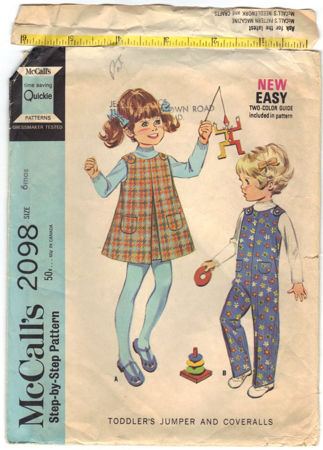 McCall's 2098 Pattern Vintage Toddler's Jumper and Coveralls