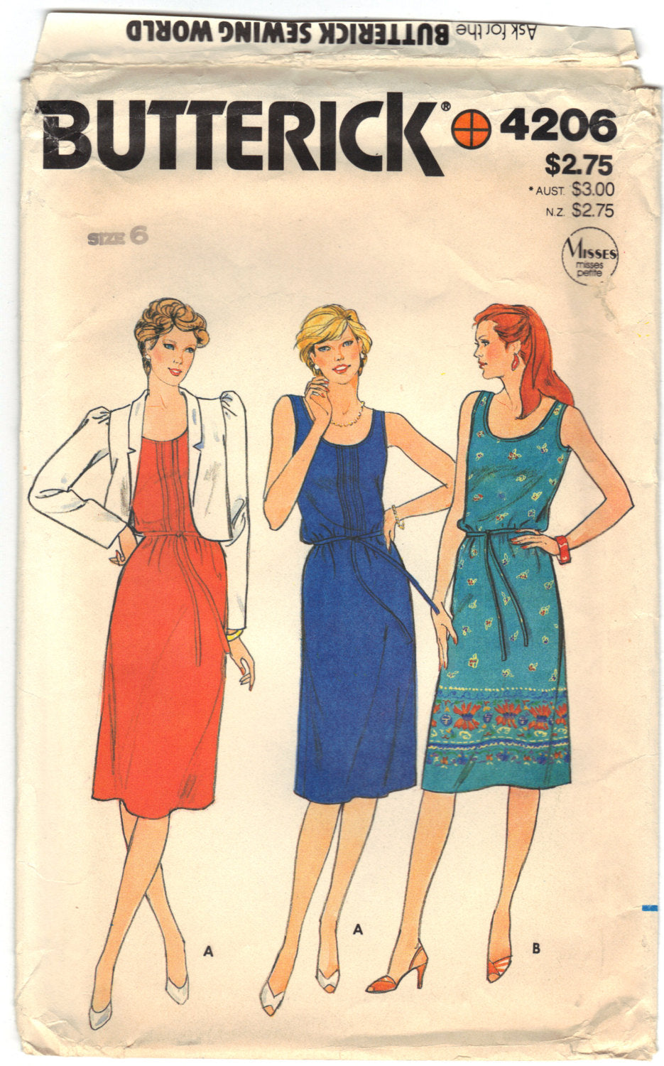 Butterick 4206 Pattern Misses Misses Petite Jacket, Dress and Belt