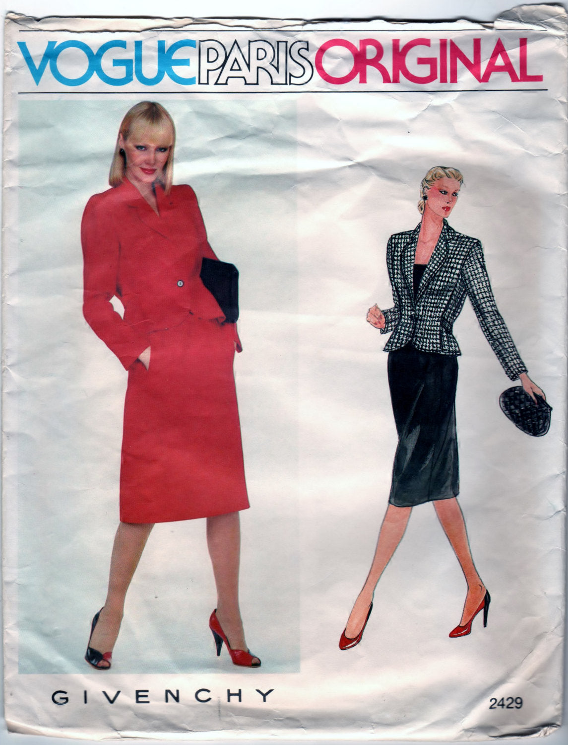 Vogue Paris Original Givenchy 2429 Pattern Vintage Woman's Jacket, Top, and Straight Skirt