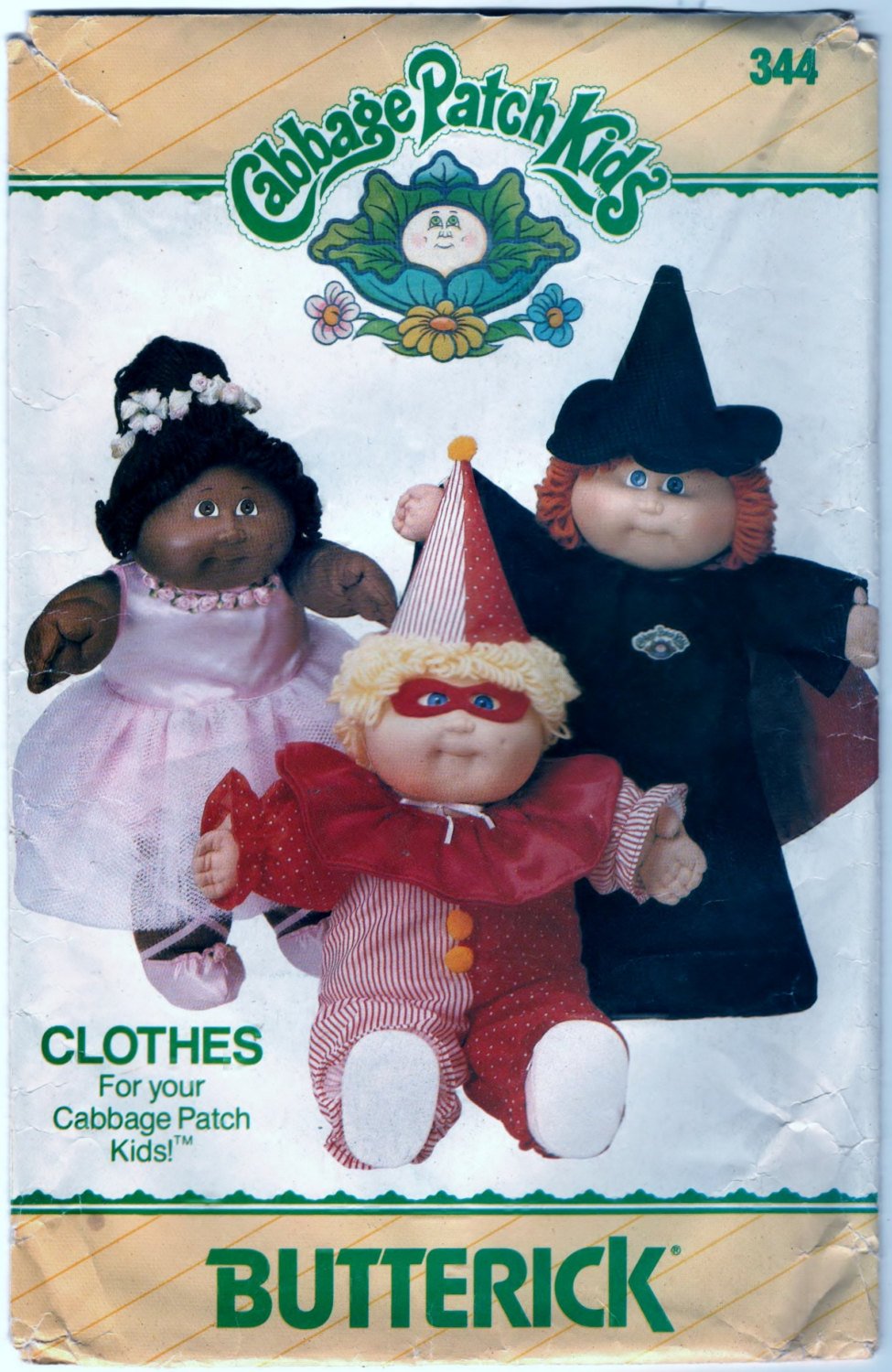 Butterick 344 Pattern Vintage Halloween Costumes For 16 Inch Soft Sculptured Dolls