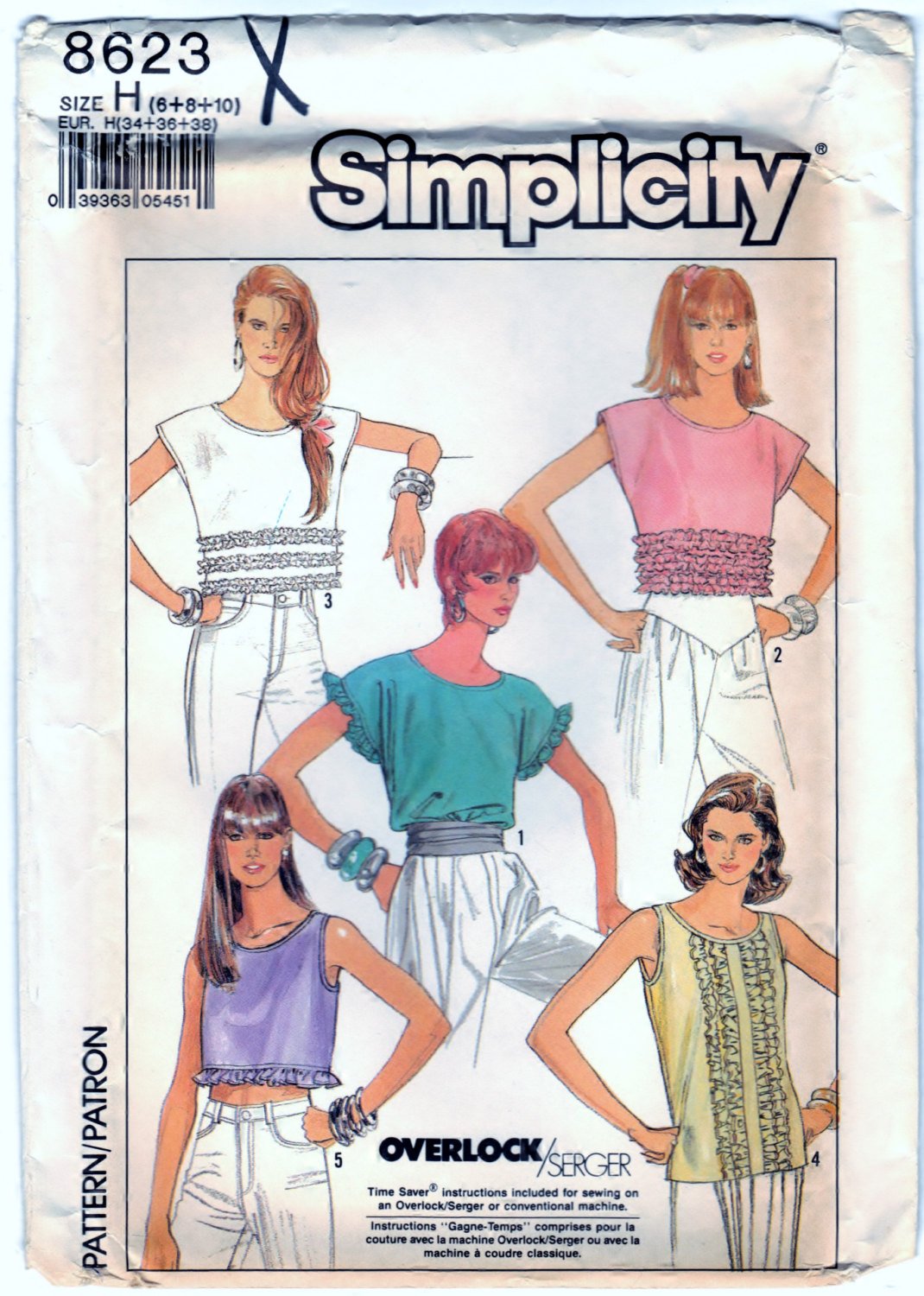 Simplicity 8623 Pattern Vintage Misses Pullover Tops