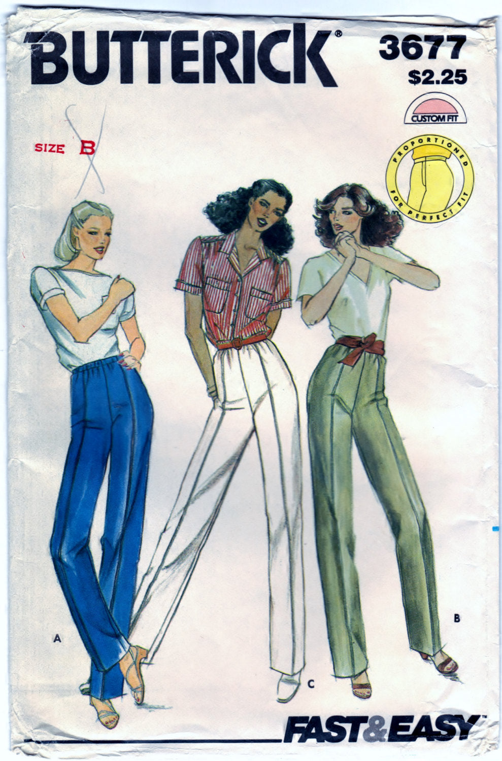 Butterick 3677 Pattern Vintage Misses Proportioned Pants