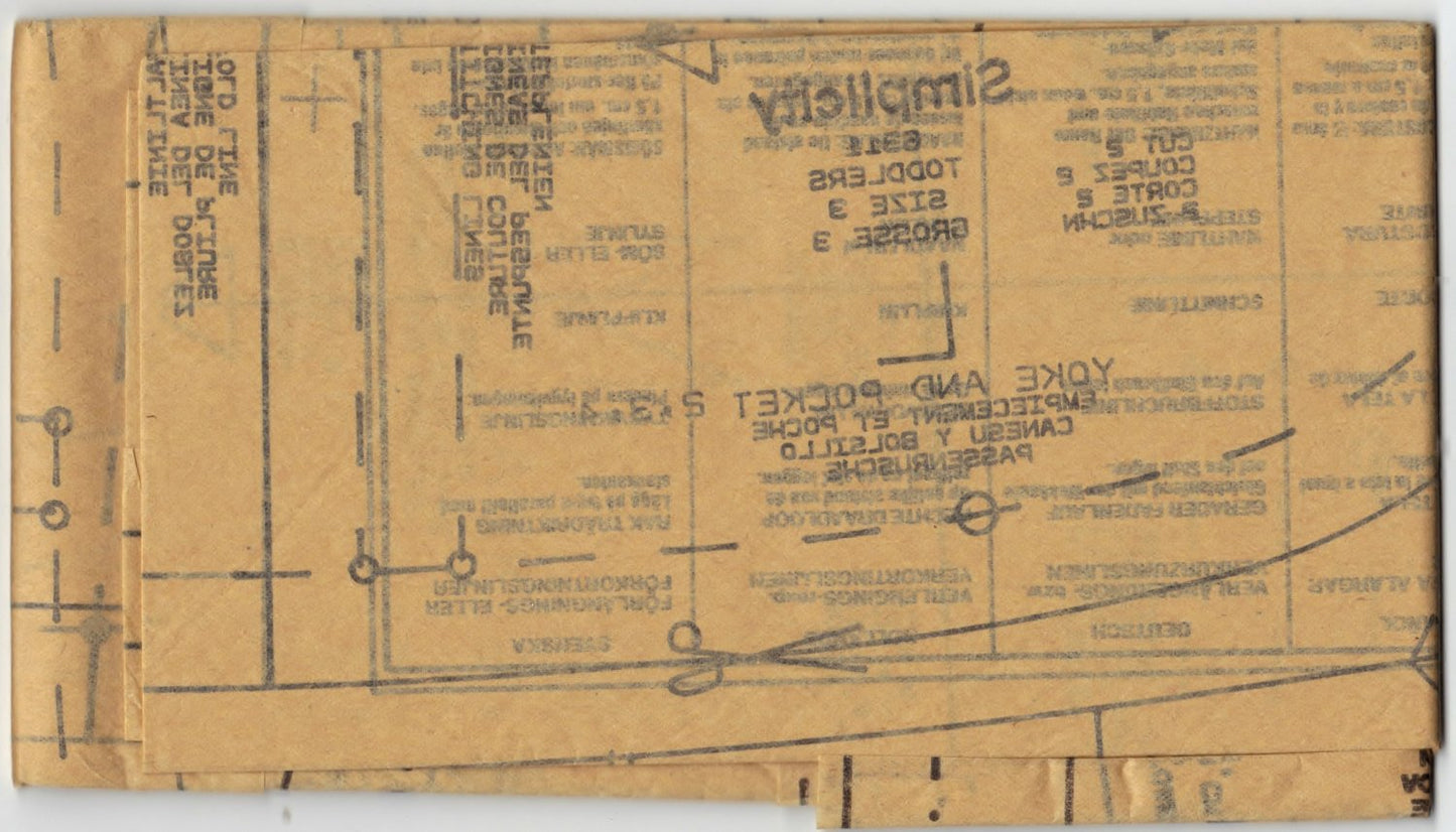 Simplicity 6311 Pattern Vintage Toddlers Overalls, Jumper, And Sundress