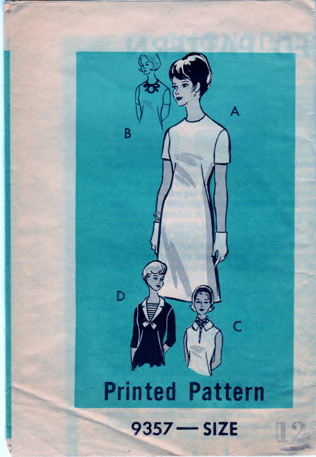 Misses Dress 9357 Pattern Vintage Department Mail Order