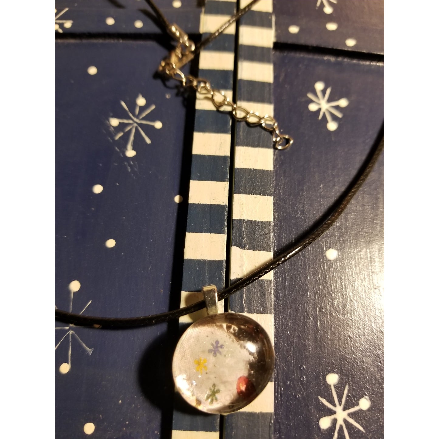 Flowery Collage - Handmade Good Flat Back Glass Marble Necklace 💋