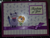 Thinking Of You With Cat Bird Handmade Good Greeting Supply Card CLEARANCE