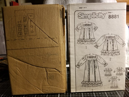 Simplicity 8881 Pattern Vintage Child Dress In Two Lengths