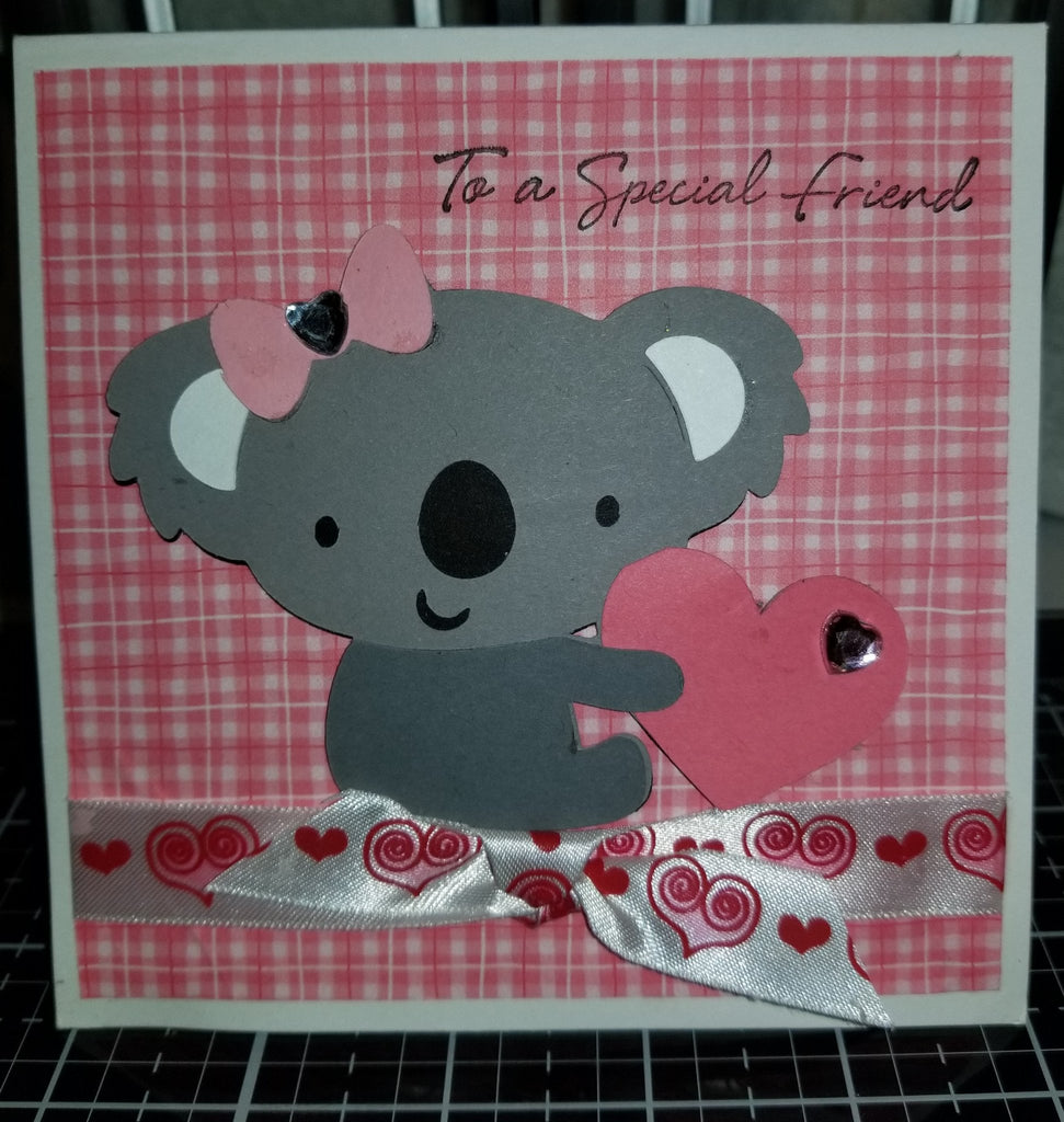 Bear Holding Heart Handmade Good Greeting Supply Card CLEARANCE