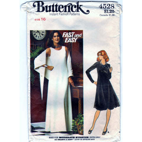 Butterick 4528 Pattern Vintage Misses Evening Dress And Shawl