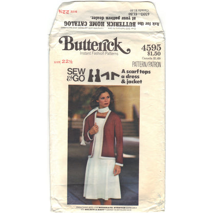 Butterick 4595 Vintage Pattern Half-Size Jacket, Dress, and Scarf