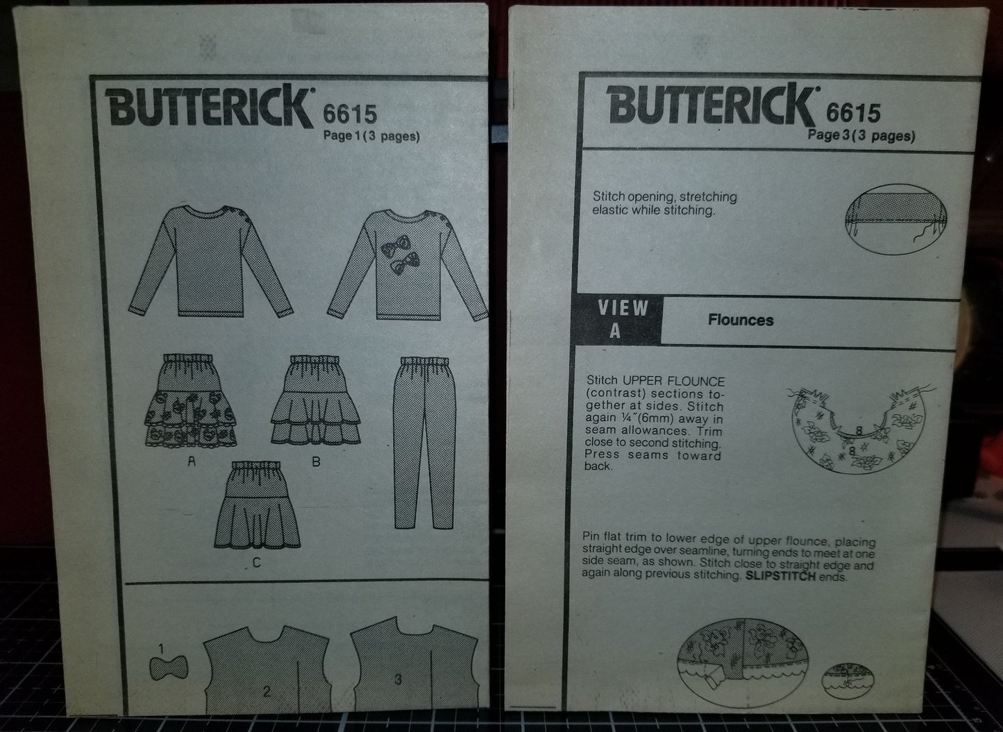 Butterick 6615 Pattern Vintage Childrens Top, Skirt And Pants