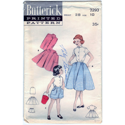 Butterick 7293 Pattern Vintage Girls Separates Elastic Waist