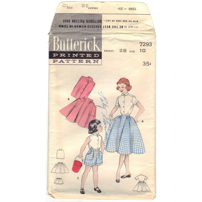 Butterick 7293 Pattern Vintage Girls Separates Elastic Waist