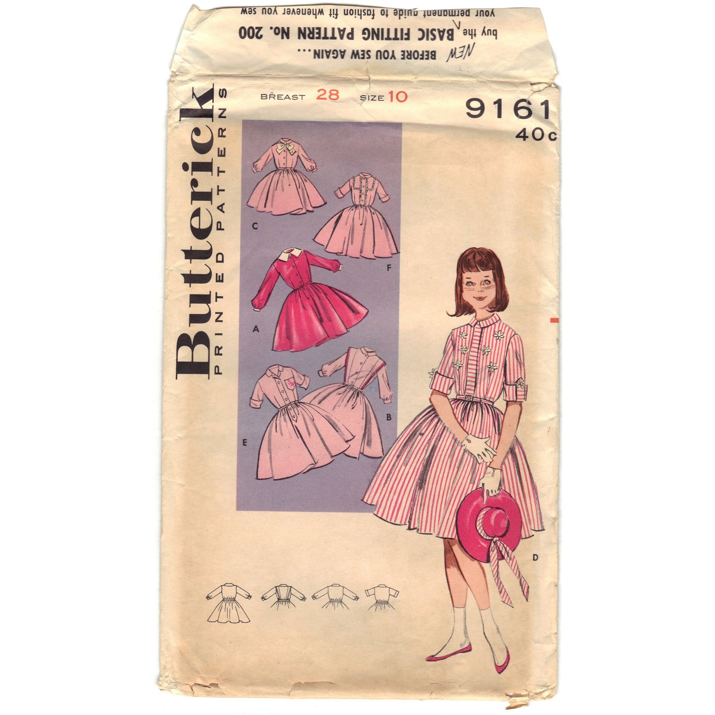 Butterick 9161 Pattern Vintage Girls Shirtwaist - Tailored