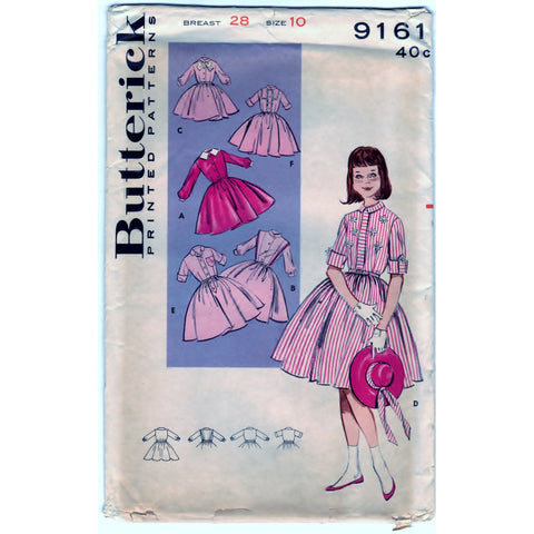 Butterick 9161 Pattern Vintage Girls Shirtwaist - Tailored