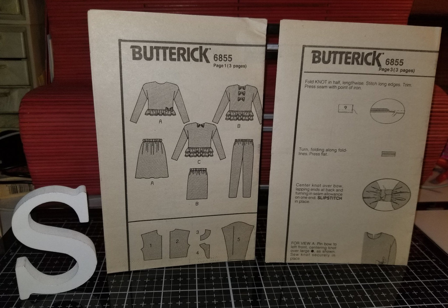 Butterick Fast&Easy 6855 Pattern Vintage Girls Top, Skirt And Pants