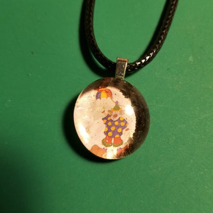 Clown Rainbow Handmade Good Flat Back Glass Marble Necklace 💋