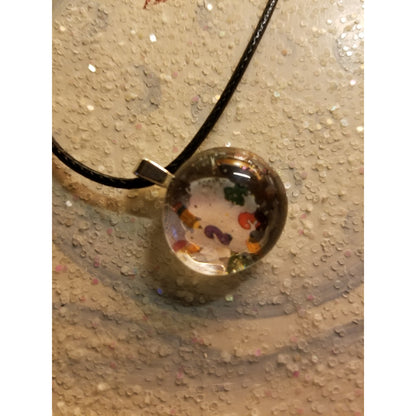 Colorful Numbers Handmade Good Flat Back Glass Marble Necklace 💋