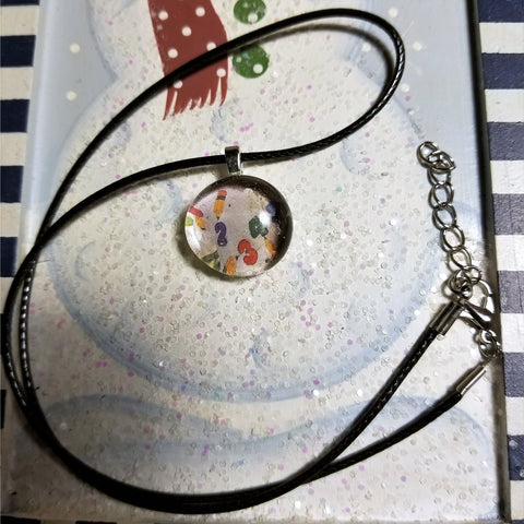Colorful Numbers Handmade Good Flat Back Glass Marble Necklace 💋