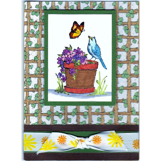 Flower Bird Butterfly Handmade Good Greeting Supply Card - Cards And Other Paper Products - Made In U.S.A. - SharPharMade - 1