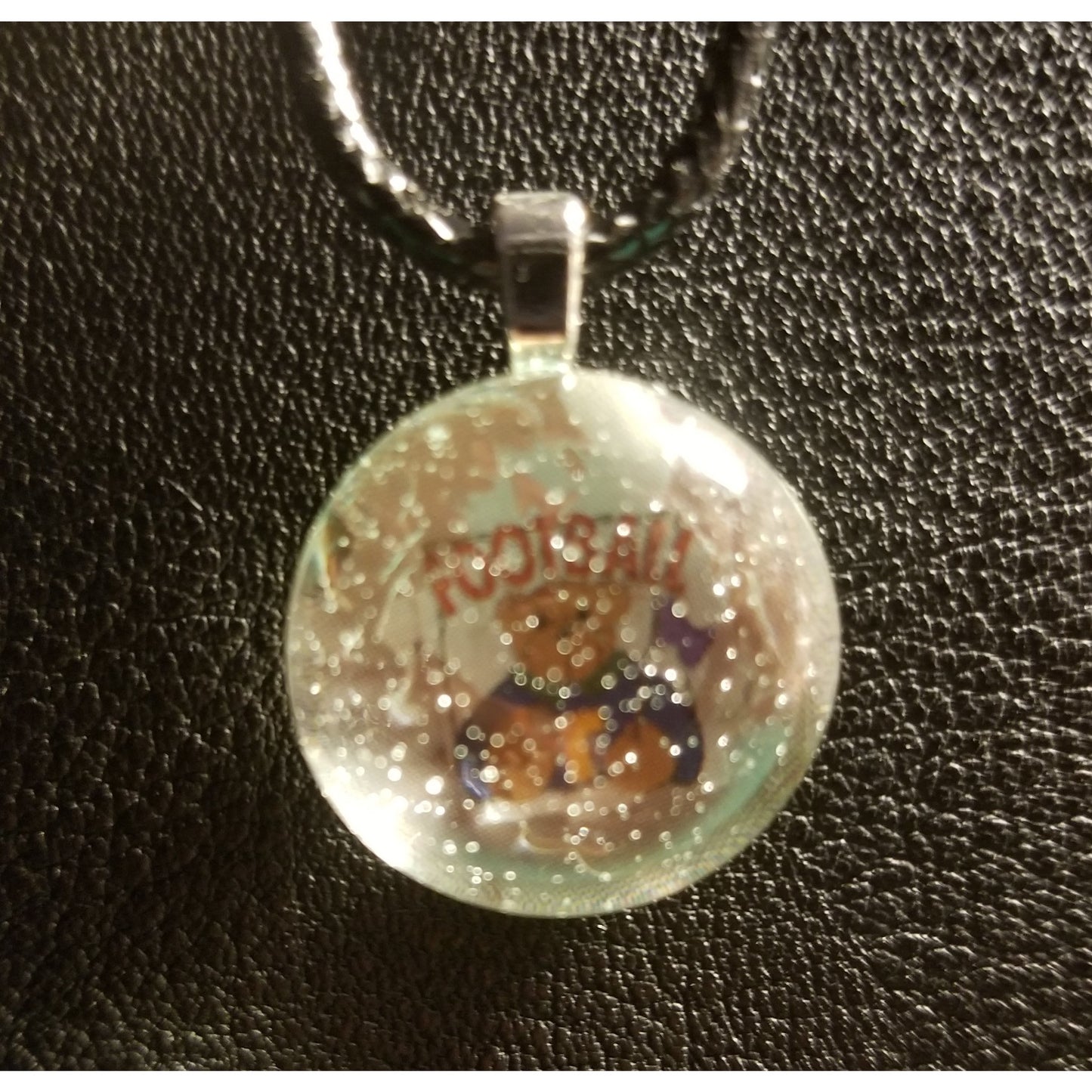 Football R Bear Handmade Good Flat Back Glass Marble Necklace 💋