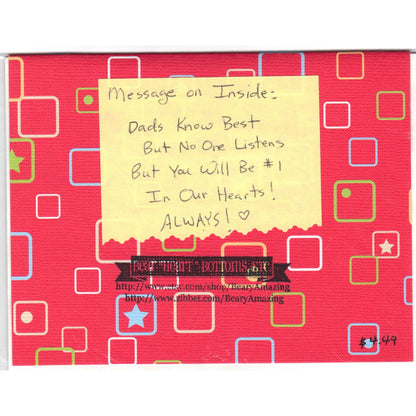 Fathers Day Handmade Father Bear With Family Good Greeting Supply Card - Cards And Other Paper Products - Made In U.S.A. - SharPharMade - 2