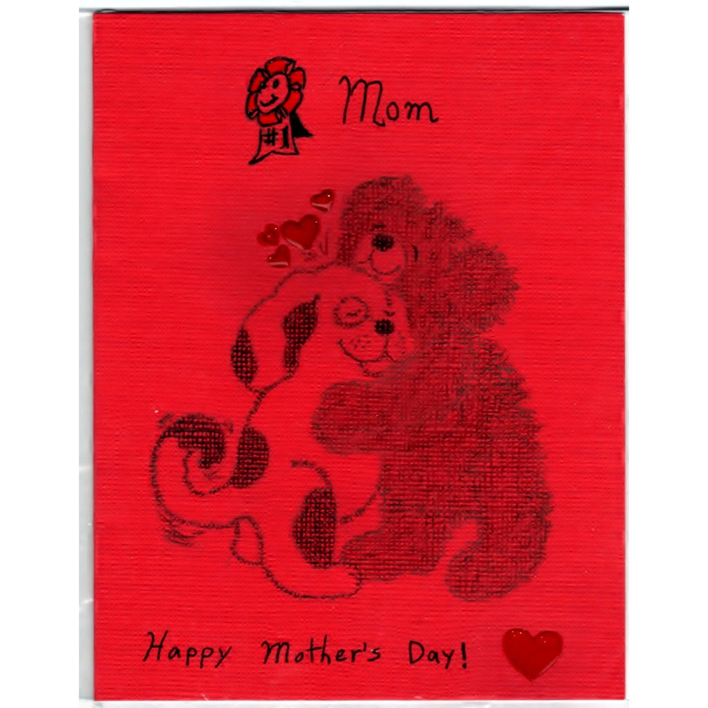Mothers Day Handmade Hugging Dog and Bear Good Greeting Supply Card - Cards And Other Paper Products - Made In U.S.A. - SharPharMade - 1