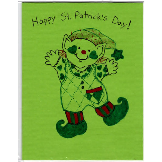 Dancing Leprechaun - B - Handmade Good Greeting Supply Card - Cards And Other Paper Products - Made In U.S.A. - SharPharMade - 1