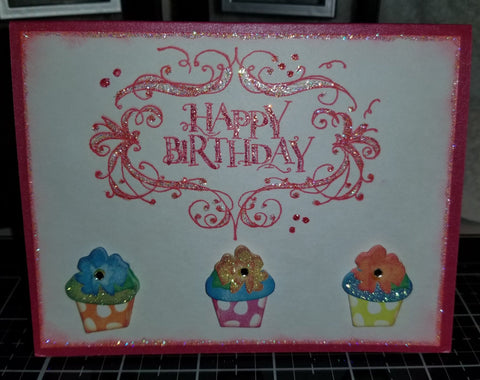 Happy Birthday Cupcake Handmade Good Greeting Supply Card CLEARANCE